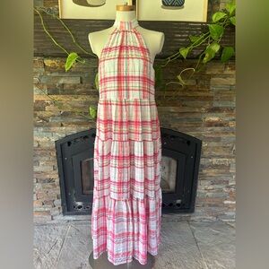 Trina Turk Pink and White Plaid Midi Dress.. Beautiful dress